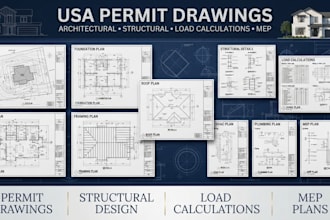 usa city permit structural calculation and mep drawing, load calculation report