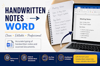 type handwritten notes and scanned documents into word