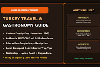 create a personalized turkey travel and gastronomy itinerary with local