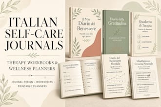 design italian self care journals, therapy workbooks and wellness planners