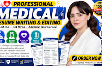 write or edit medical resume, healthcare resume, doctor resume, nursing resume