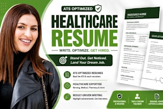 ats optimized healthcare resume, medical resume, nursing CV and cover letter