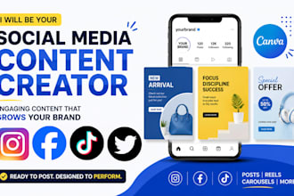 be your instagram content creator social media designer and social media manage