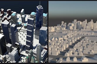 build shaded relief map, 3d terrain, 3d city map, landscape 3d model, world map