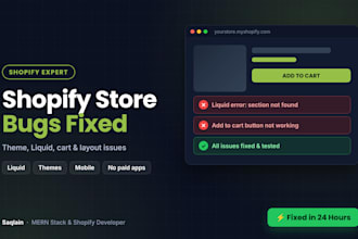fix shopify theme errors, liquid bugs and store issues
