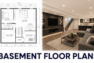 design basement finishing floor plans residential construction blueprint cad