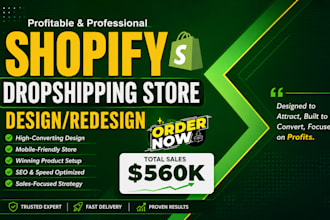 design shopify store, build shopify website, redesign shopify dropshipping store