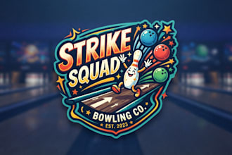 design a fun bowling logo for your brand