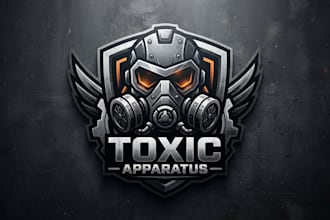 design a bold gas mask logo for your brand