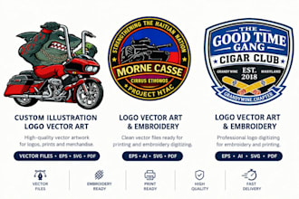 desigh professional logo, vector artwork and embroidery