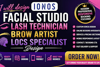 design ionos facial studio lash technician brow artist locs specialist website
