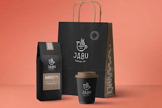 do premium coffee label, packaging, paper cup, sticker design
