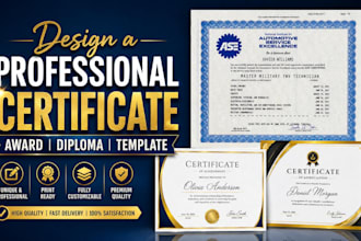 design a professional certificate, award, diploma  ,template