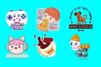 create a cute cartoon, emoticon, sticker, kawai, mascot logo design