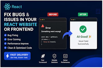 fix bugs and issues in your react website or frontend