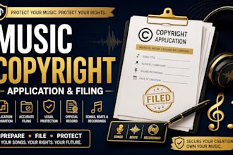 prepare and file music copyright applications for songs and recordings