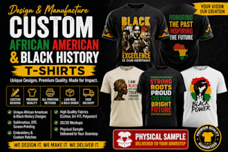 design, manufacture custom african american, black history tshirts