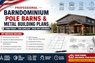draw barndominium plans, pole barns and metal building plans
