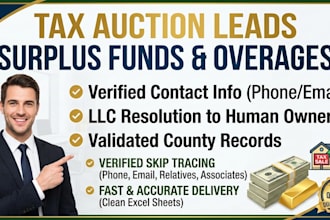 do tax auction surplus funds lead generation and skip tracing