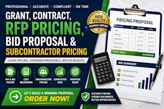 prepare government contract rfp pricing bid proposal and subcontractors pricing