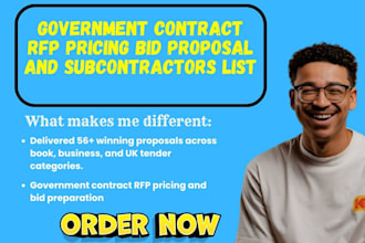 prepare government contract rfp pricing bid proposal and subcontractors list
