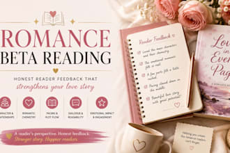 beta read your romance novel and provide reader feedback