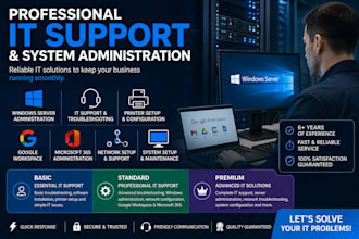do windows server, networking, printer setup, google workspace, microsoft 365