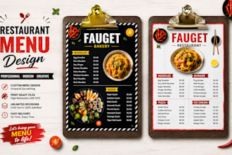 design a modern restaurant menu and price list