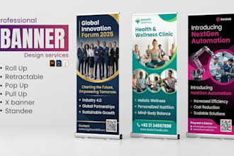 design modern roll up, standee, pull up or pop up banner