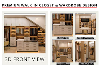 design a custom walk in closet and 3d wardrobe layout