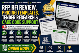 review rfp, rfi, proposal pricing template, tender, grant research get cage code