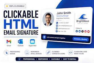 create clickable HTML email signature for gmail, outlook and apple mail