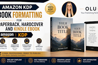 amazon KDP book formatting for paperback, hardcover and kindle ebook