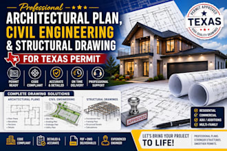 do architectural plan, civil engineering and structural drawing for texas permit