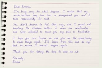 create personalized handwritten letters, apology letters and gift notes