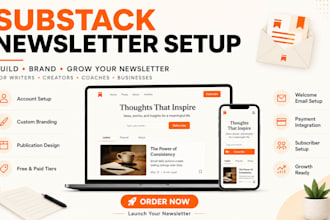 set up  and design your substack account, newsletter, and publication page
