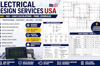 design electrical plans sld load calculations and panel schedules USA