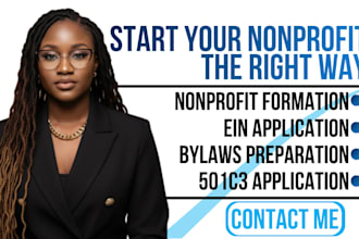 form your nonprofit with ein, bylaws and 501c3 irs tax exempt setup