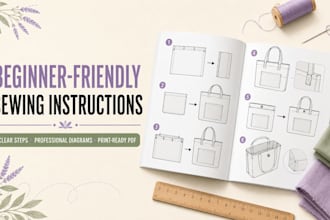 create beginner friendly illustrated sewing instructions