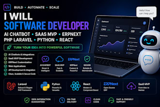 software developer, ai chatbot, saas mvp, erpnext, php laravel, python, react