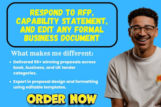 respond to rfp, capability statement, and edit any formal business document