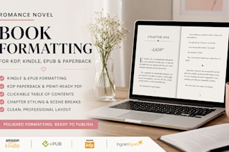 format your romance novel for KDP paperback, kindle and epub formatting