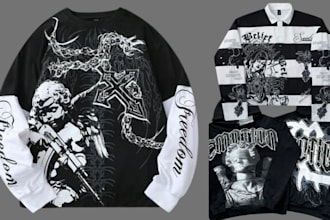 create streetwear tshirt hoodie clothing design graphic tees, merch fashion