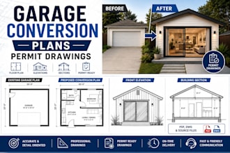 create garage conversion plans and permit drawings