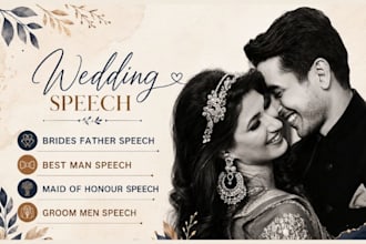 ghostwrite your weedding speech for, groom, bride, best man and maid of honor
