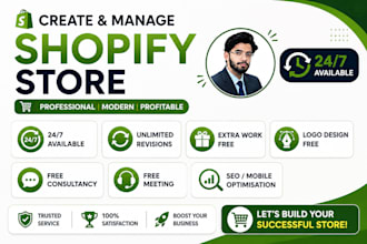 edit, manage and create shopify store, shopify website