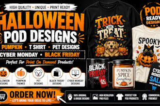 holloween pod product label pumpkin t shirt design pet cyber monday black friday