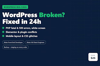 fix wordpress errors, php bugs, and elementor conflicts urgently
