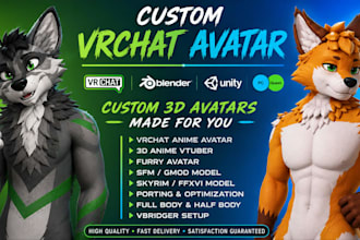 create custom vrchat furry avatar for pc an quest compatible