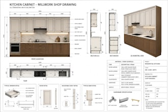 create detailed millworks, shop drawings, kitchen cabinets, wardrobe and pantry